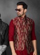 Cowl Style Printed Nehru Jacket Suit